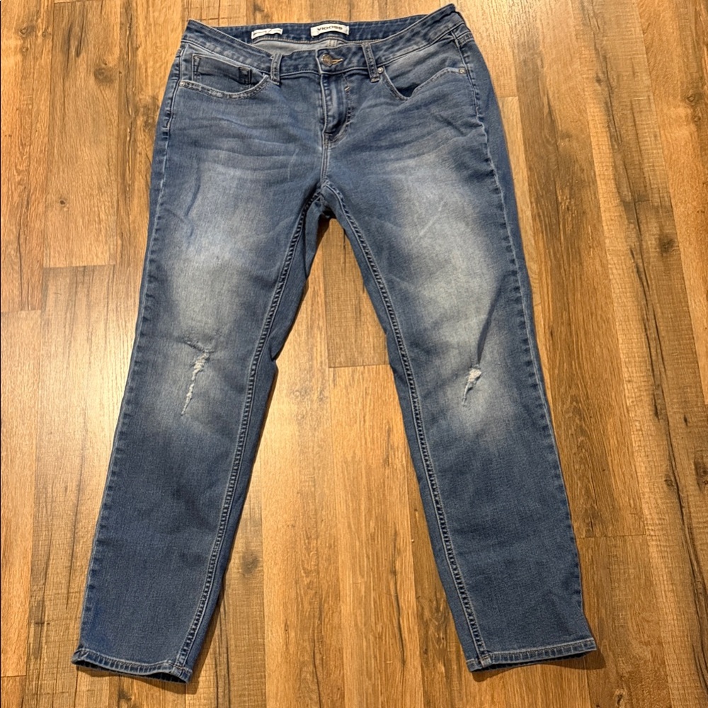 Vigoss Women's Straight Leg Jeans in Distressed Blue